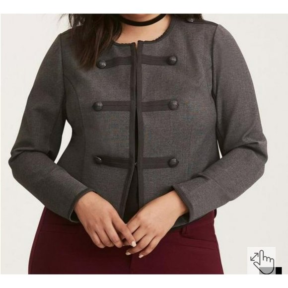 torrid Jackets & Coats X Torrid Gray Open Front Stretch Plus Size